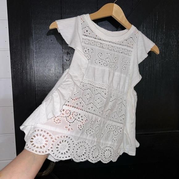 By Anthropologie Sustainable Embroidered Eyelet Lace Boho White Feminine Tank - Picture 5 of 11